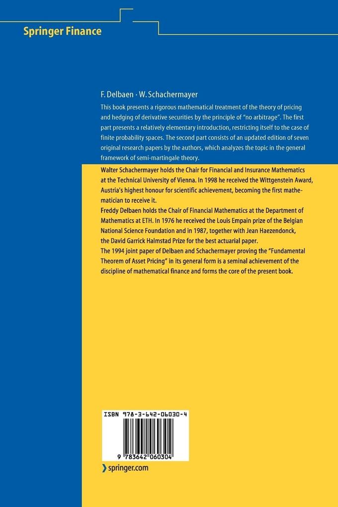 Weitere Ansicht: The Mathematics of Arbitrage | Freddy Delbaen, Walter Schachermayer