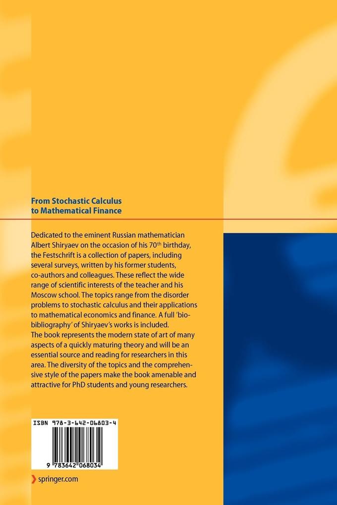 Weitere Ansicht: From Stochastic Calculus to Mathematical Finance