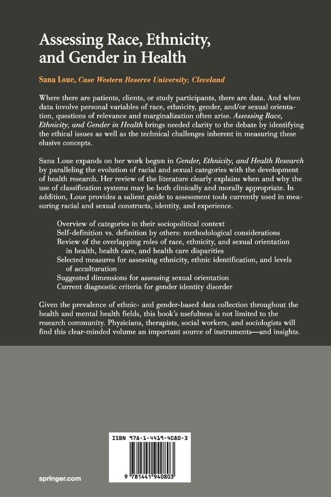 Weitere Ansicht: Assessing Race, Ethnicity and Gender in Health | Sana Loue