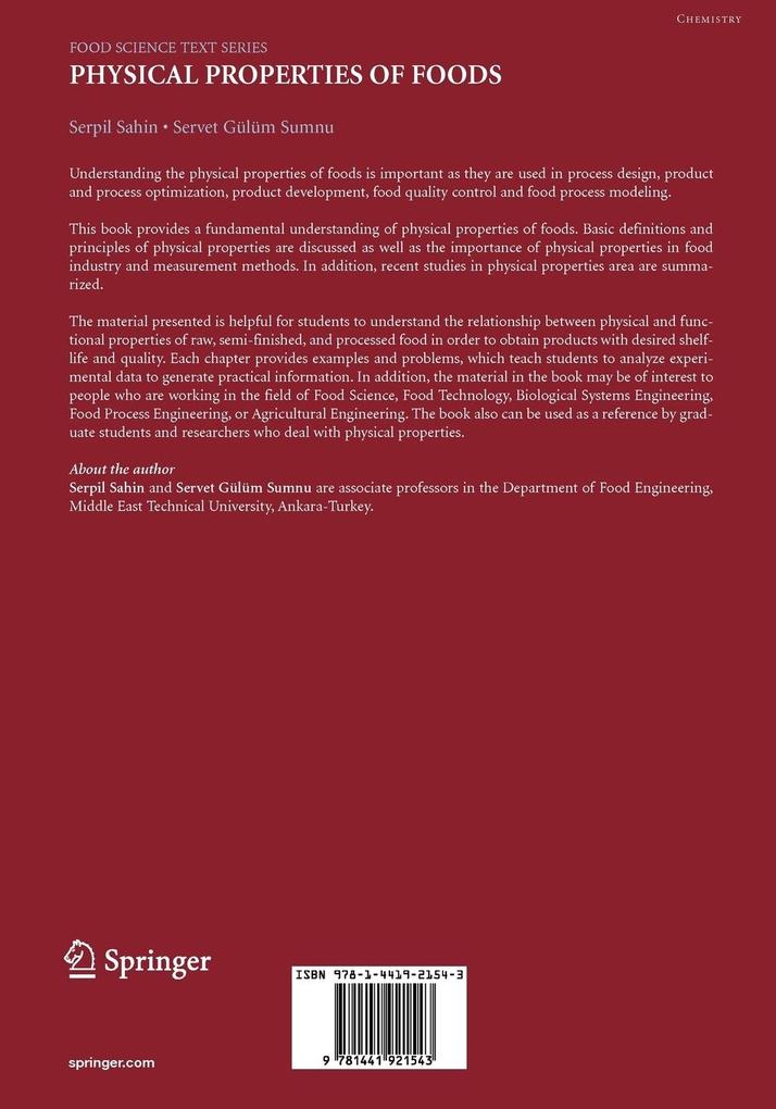 Weitere Ansicht: Physical Properties of Foods | Serpil Sahin, Servet Gülüm Sumnu