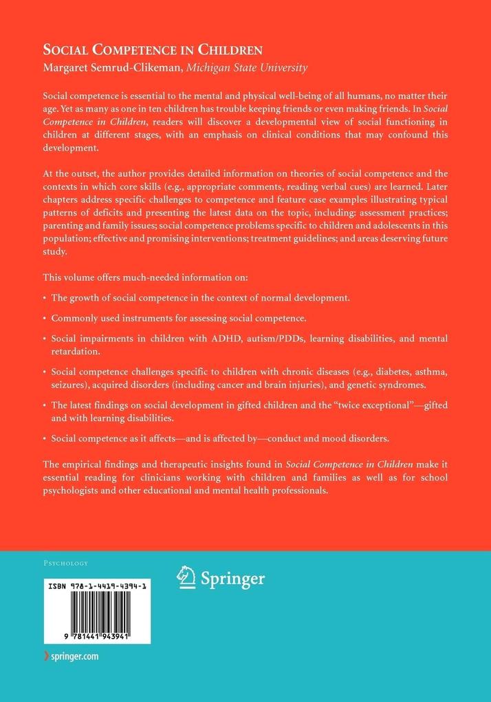Weitere Ansicht: Social Competence in Children | Margaret Semrud-Clikeman