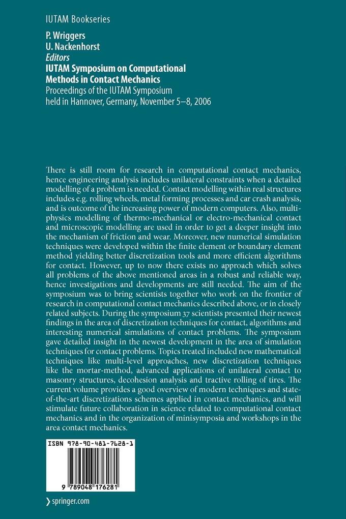 Weitere Ansicht: IUTAM Symposium on Computational Methods in Contact Mechanics