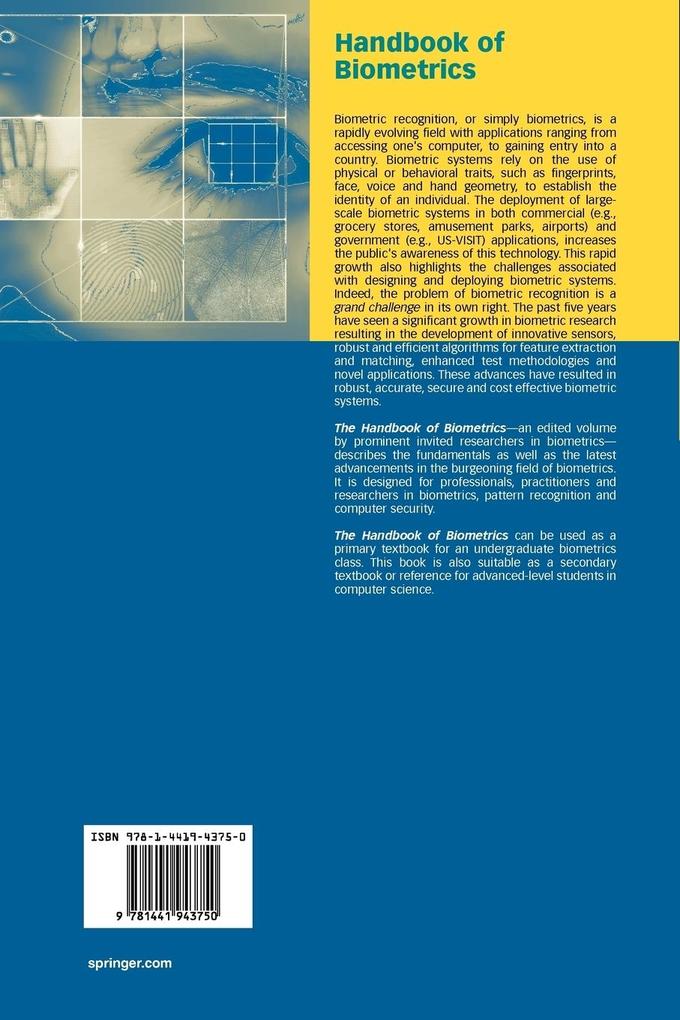 Weitere Ansicht: Handbook of Biometrics