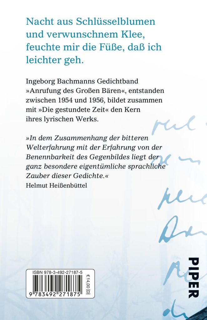 Weitere Ansicht: Anrufung des Großen Bären | Ingeborg Bachmann