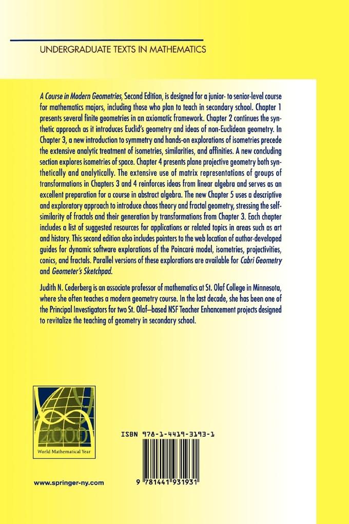 Weitere Ansicht: A Course in Modern Geometries | Judith N. Cederberg
