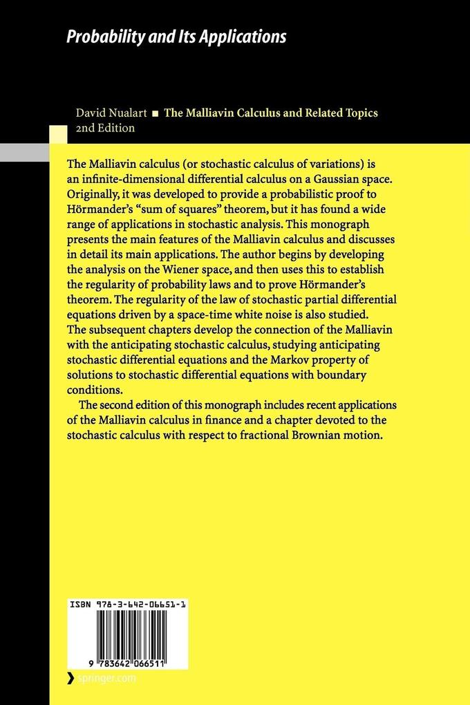 Weitere Ansicht: The Malliavin Calculus and Related Topics | David Nualart