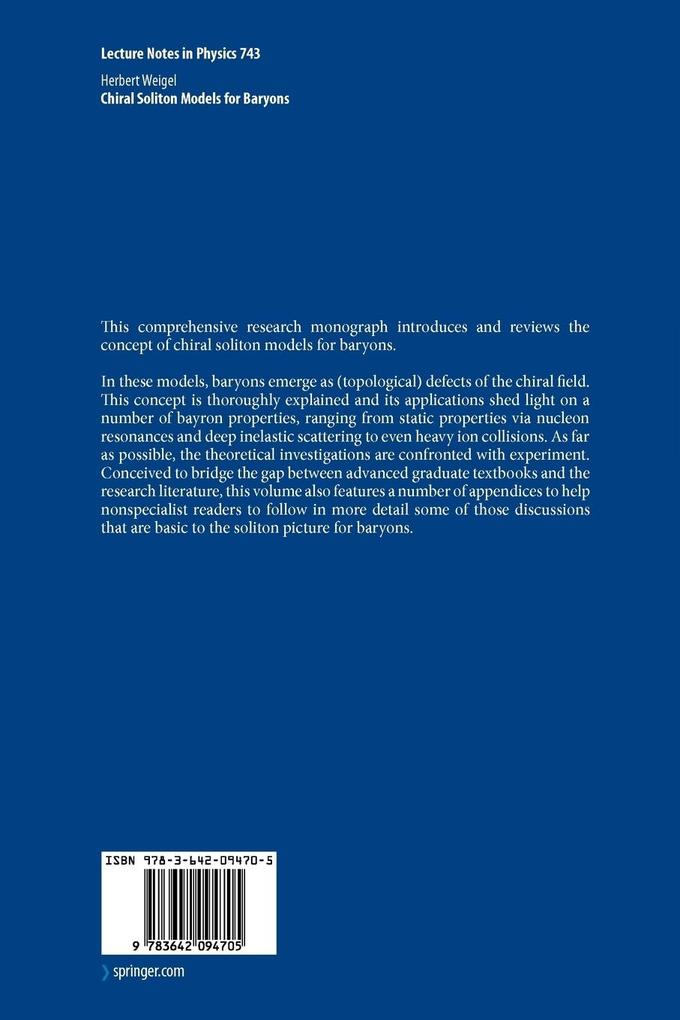 Weitere Ansicht: Chiral Soliton Models for Baryons | Herbert Weigel