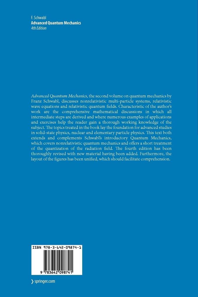 Weitere Ansicht: Advanced Quantum Mechanics | Franz Schwabl