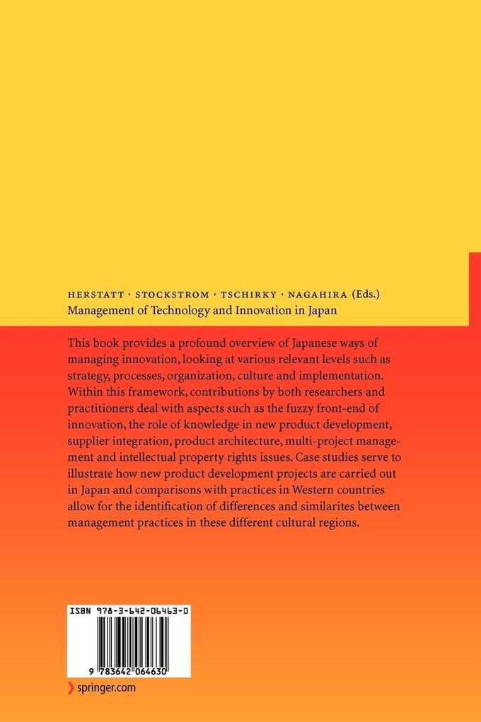 Weitere Ansicht: Management of Technology and Innovation in Japan