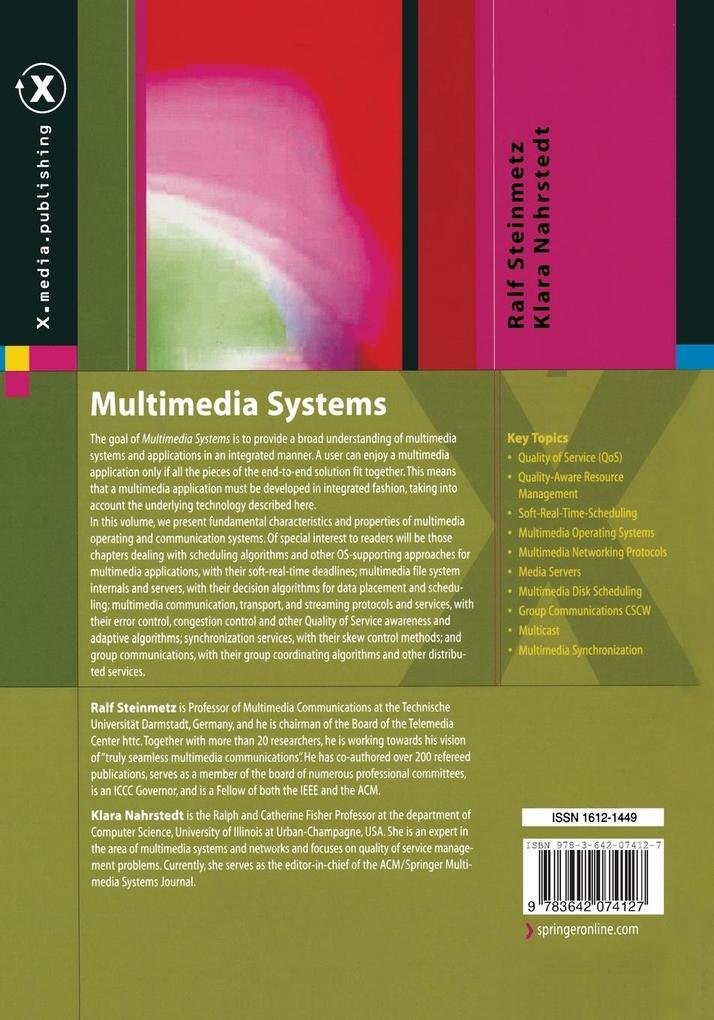 Weitere Ansicht: Multimedia Systems | Klara Nahrstedt, Ralf Steinmetz