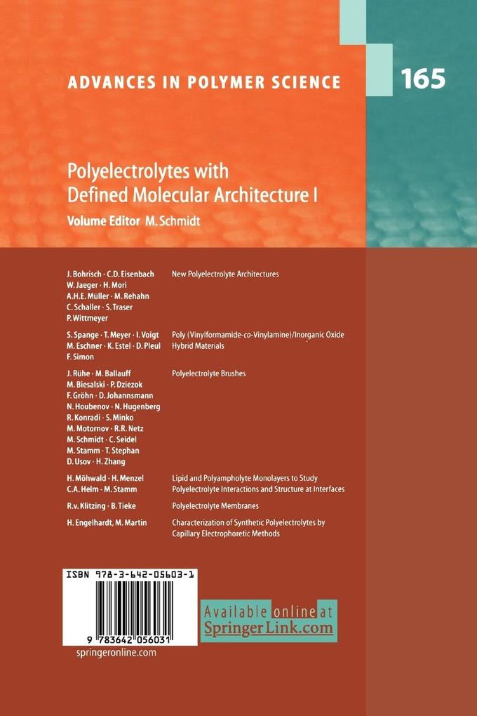 Weitere Ansicht: Polyelectrolytes with Defined Molecular Architecture I