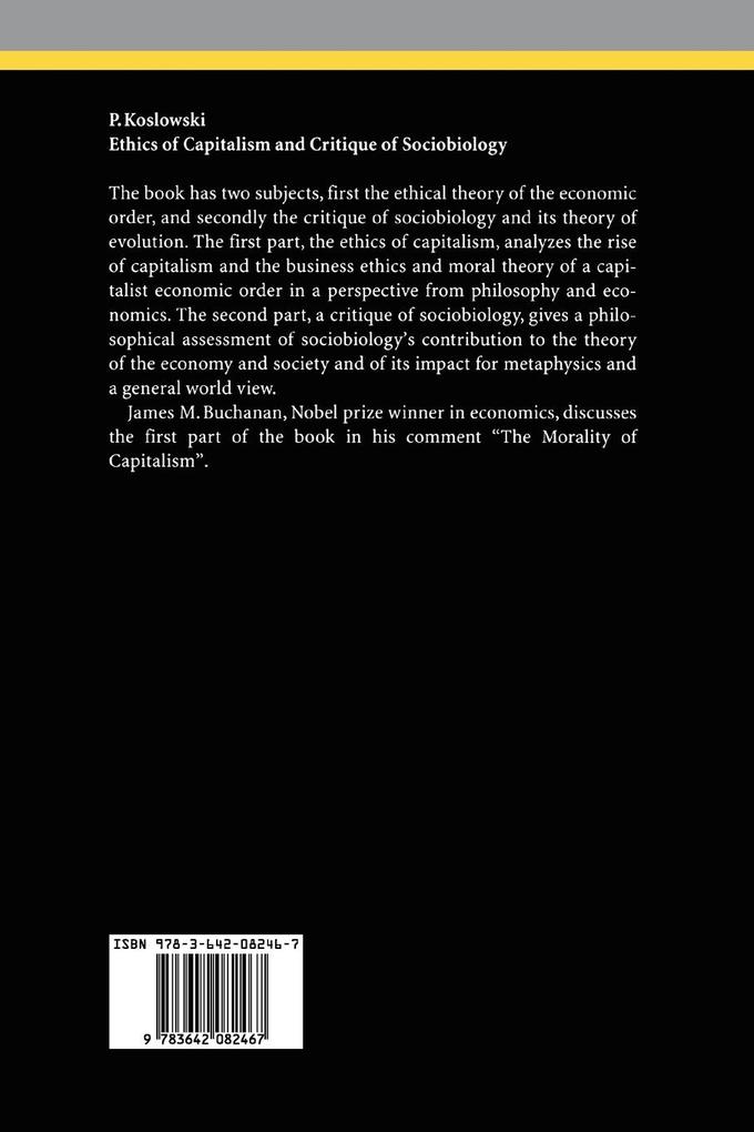 Weitere Ansicht: Ethics of Capitalism and Critique of Sociobiology | Peter Koslowski