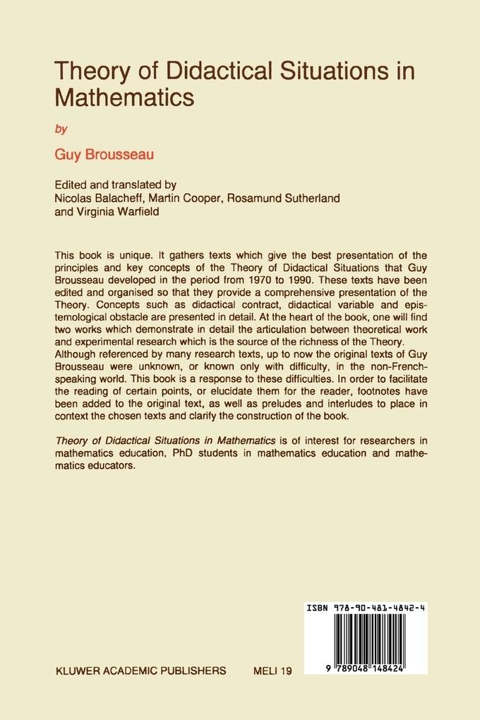 Weitere Ansicht: Theory of Didactical Situations in Mathematics | Guy Brousseau