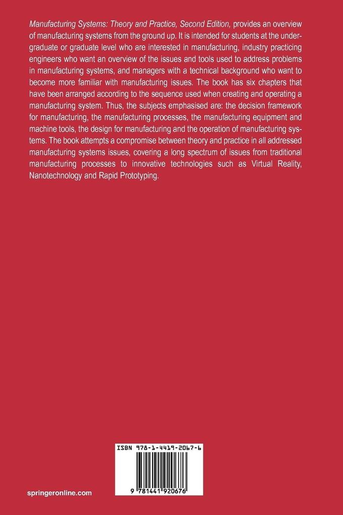 Weitere Ansicht: Manufacturing Systems: Theory and Practice | George Chryssolouris
