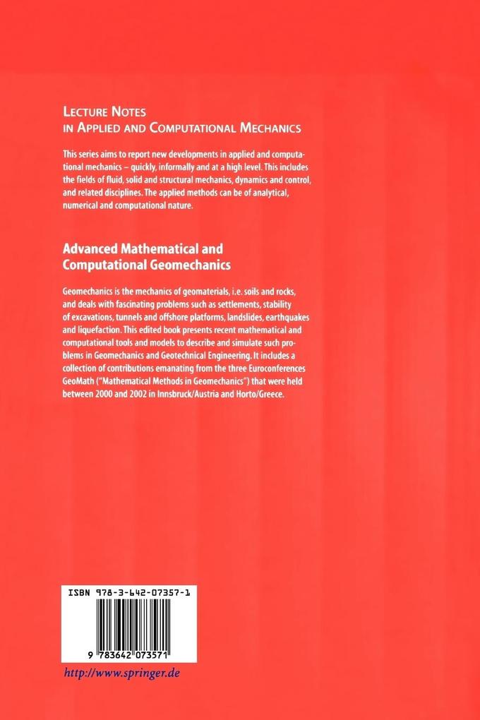 Weitere Ansicht: Advanced Mathematical and Computational Geomechanics