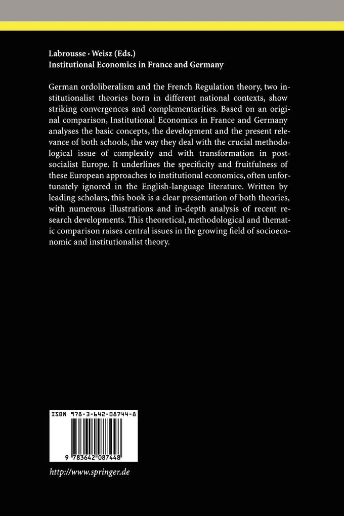 Weitere Ansicht: Institutional Economics in France and Germany