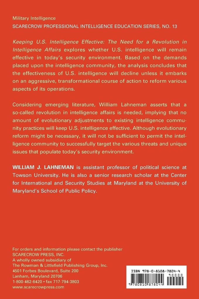 Weitere Ansicht: Keeping U.S. Intelligence Effective | William J. Lahneman