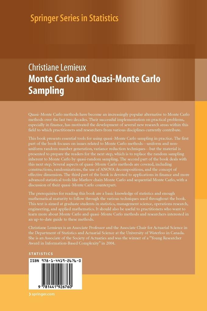 Weitere Ansicht: Monte Carlo and Quasi-Monte Carlo Sampling | Christiane Lemieux