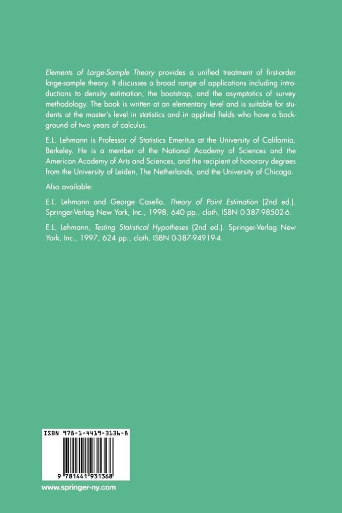 Weitere Ansicht: Elements of Large-Sample Theory | E.L. Lehmann