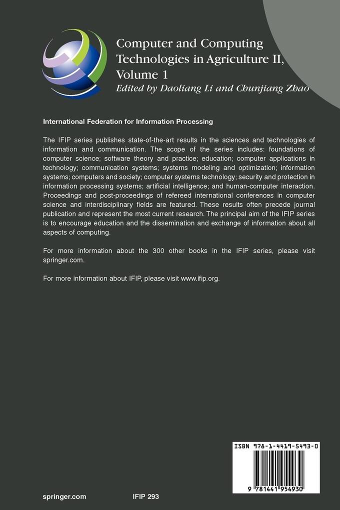 Weitere Ansicht: Computer and Computing Technologies in Agriculture II, Volume 1