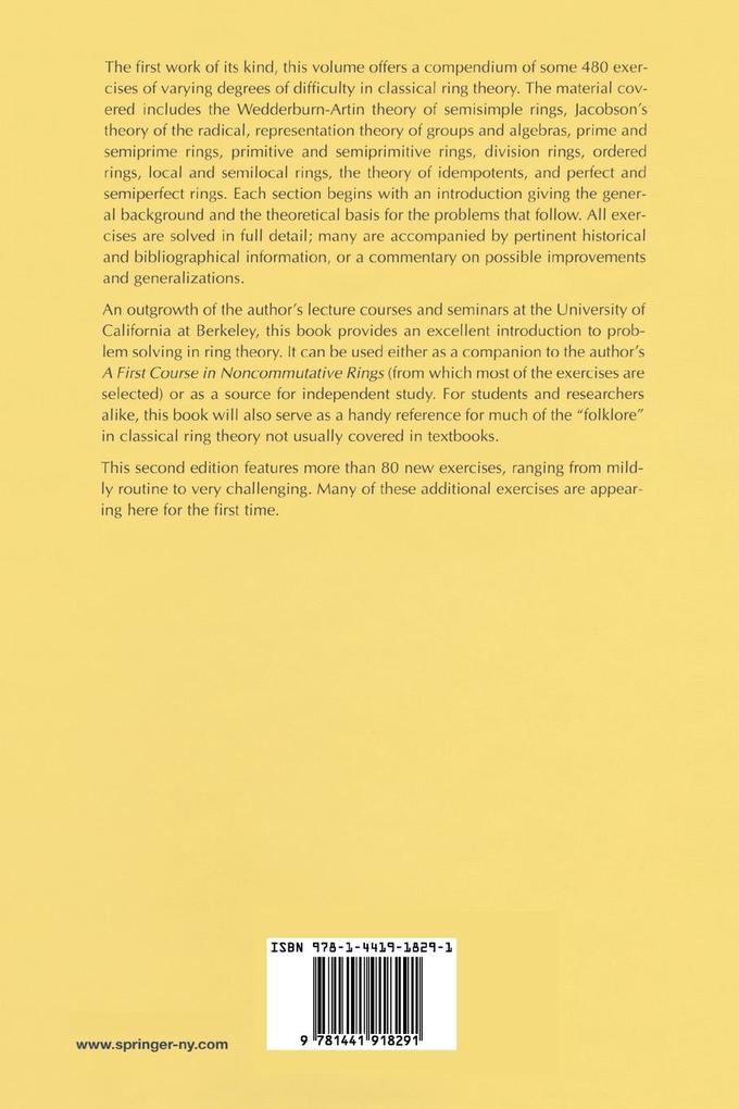Weitere Ansicht: Exercises in Classical Ring Theory | T.Y. Lam