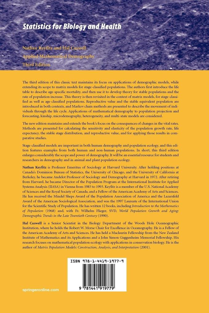 Weitere Ansicht: Applied Mathematical Demography | Hal Caswell, Nathan Keyfitz