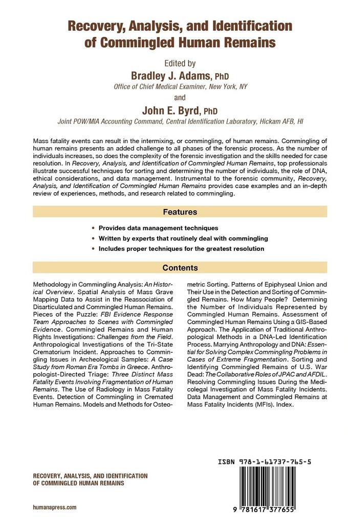 Weitere Ansicht: Recovery, Analysis, and Identification of Commingled Human Remains