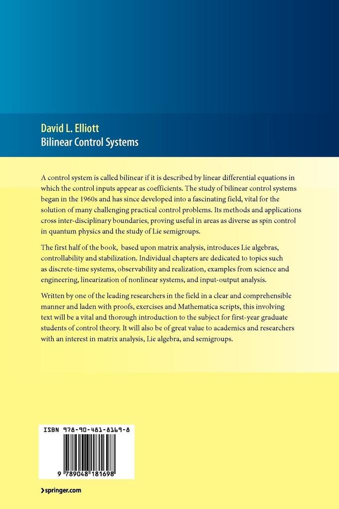Weitere Ansicht: Bilinear Control Systems | David Elliott