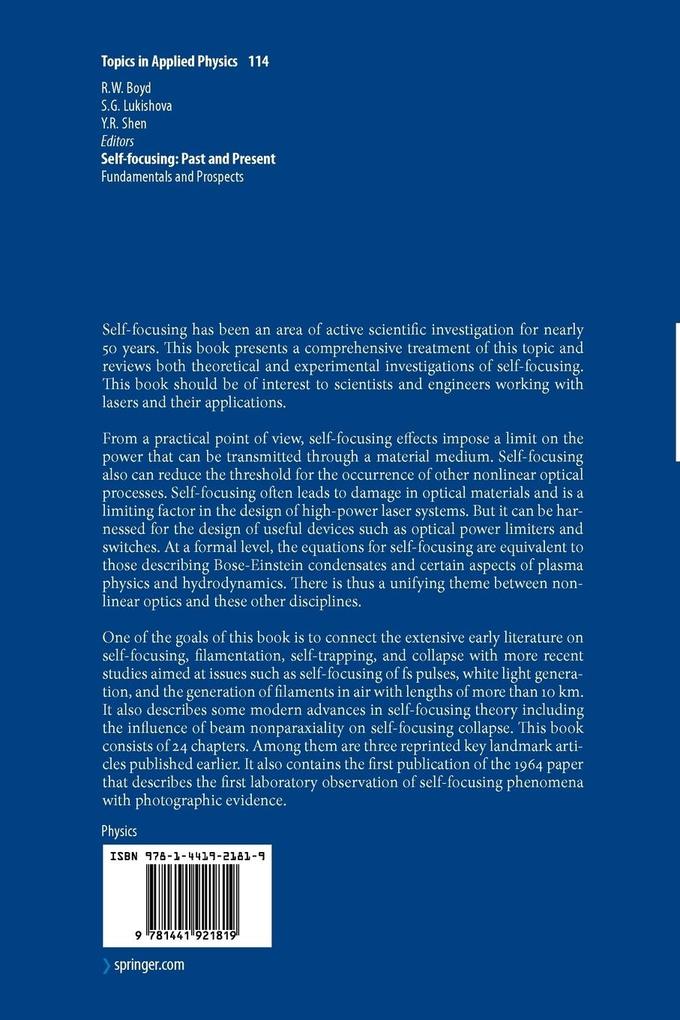 Weitere Ansicht: Self-focusing: Past and Present