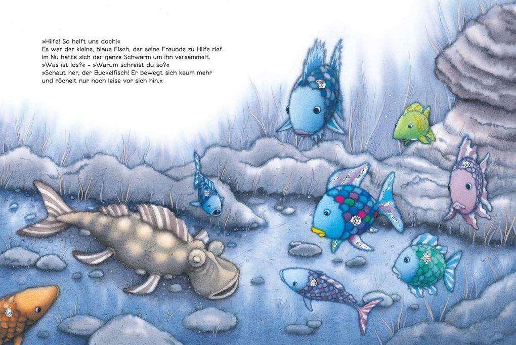 Weitere Ansicht: Der Regenbogenfisch hat keine Angst mehr. SuperBuch | Marcus Pfister