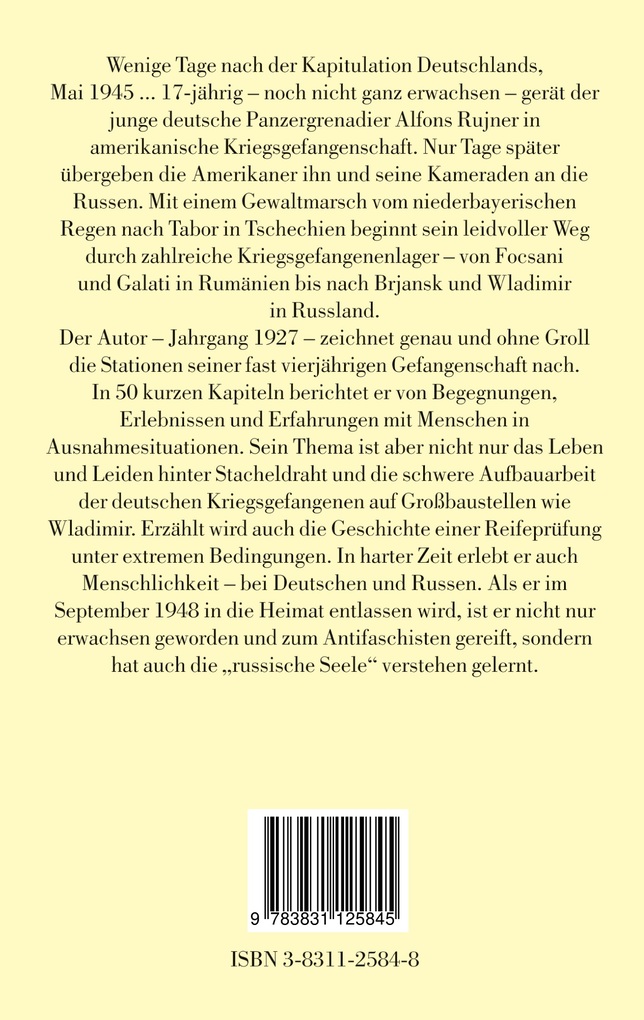 Weitere Ansicht: Mit 17 Jahren hinter Stacheldraht | Alfons Rujner