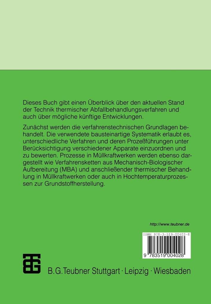 Weitere Ansicht: Abfallbehandlung in thermischen Verfahren | Reinhard Scholz, Michael Beckmann, Frank Schulenburg