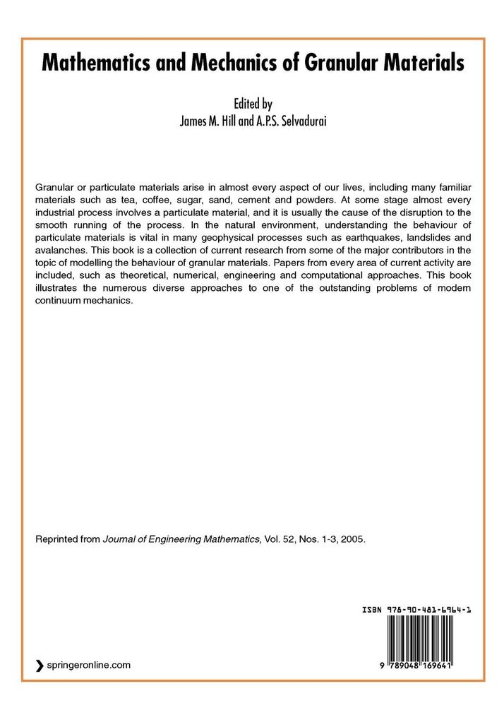 Weitere Ansicht: Mathematics and Mechanics of Granular Materials