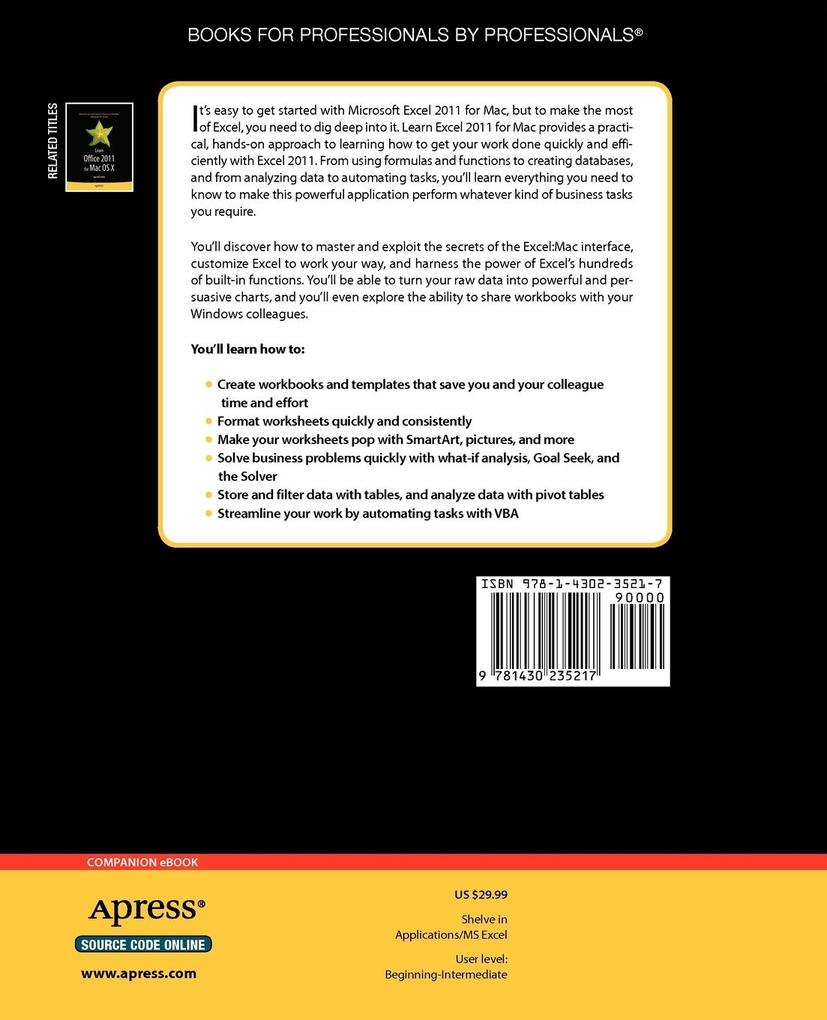 Weitere Ansicht: Learn Excel 2011 for Mac | Guy Hart-Davis