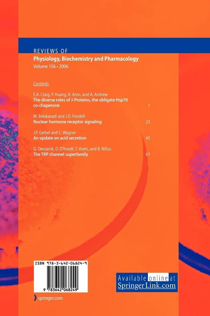 Weitere Ansicht: Reviews of Physiology, Biochemistry and Pharmacology 156