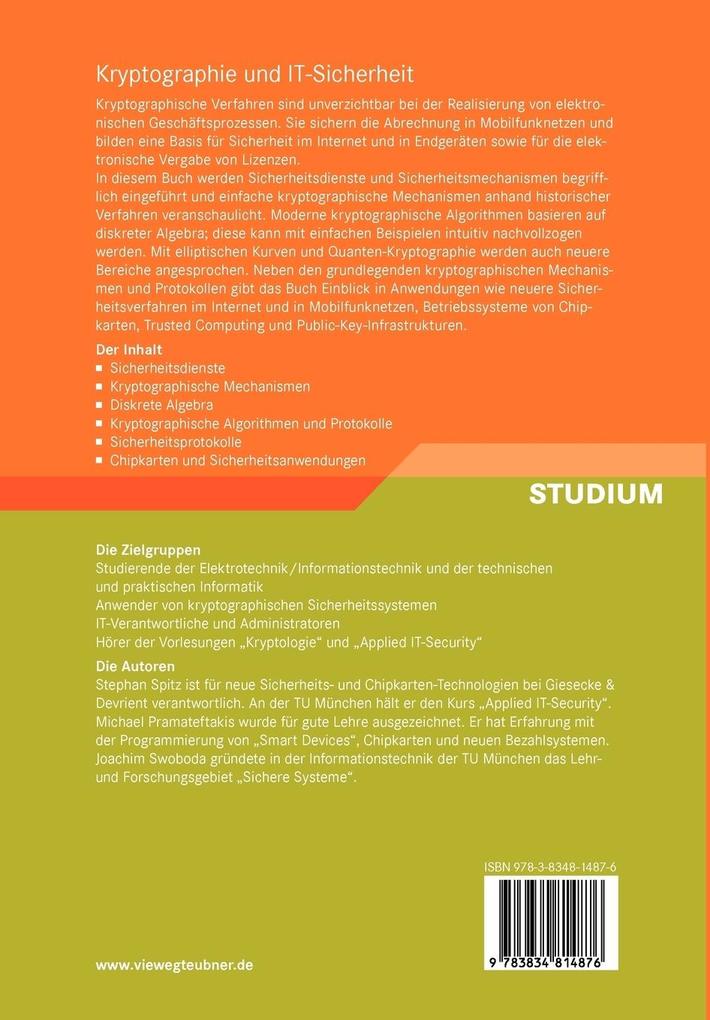 Weitere Ansicht: Kryptographie und IT-Sicherheit | Joachim Swoboda, Michael Pramateftakis, Stephan Spitz