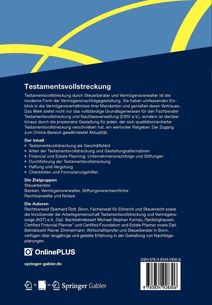 Weitere Ansicht: Testamentsvollstreckung | Eberhard Rott, Michael Stephan Kornau, Rainer Zimmermann