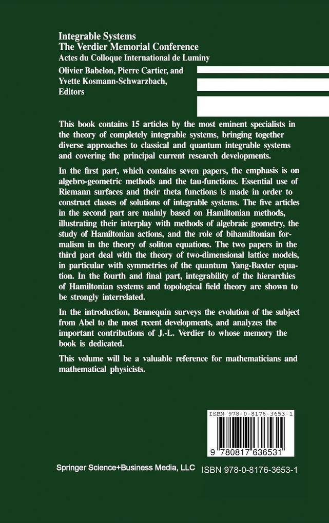 Weitere Ansicht: The Verdier Memorial Conference on Integrable Systems | Y. Kosmann-Schwarzbach