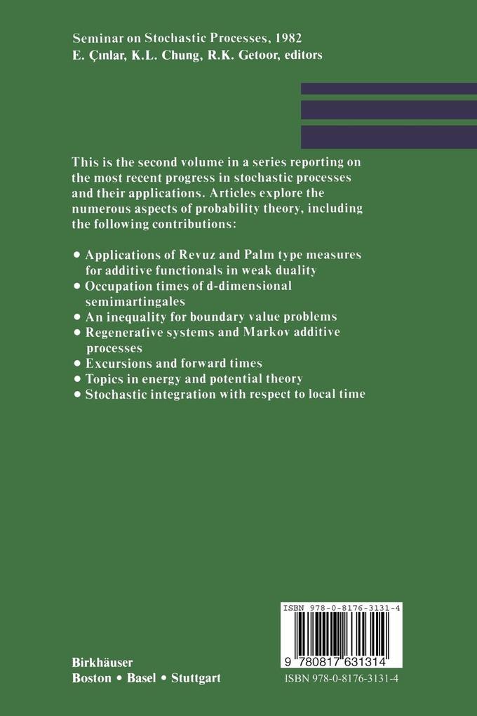 Weitere Ansicht: Seminar on Stochastic Processes, 1982 | Chung, Cinlar, Getoor