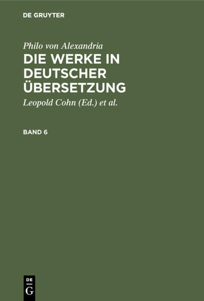 Produktbild: Philo von Alexandria: Die Werke in deutscher Übersetzung. Band 6 | Philon, Philo von Alexandria