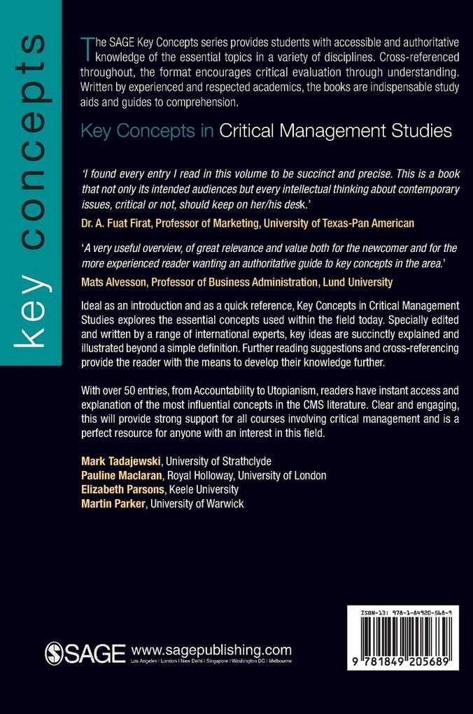 Weitere Ansicht: Key Concepts in Critical Management Studies