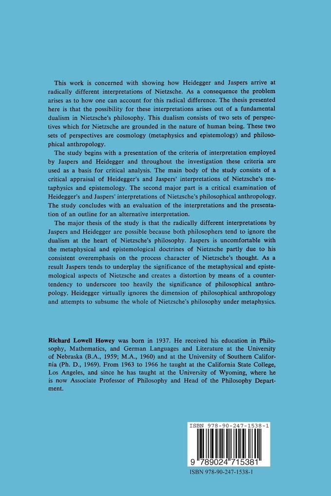 Weitere Ansicht: Heidegger and Jaspers on Nietzsche | R. L. Howey
