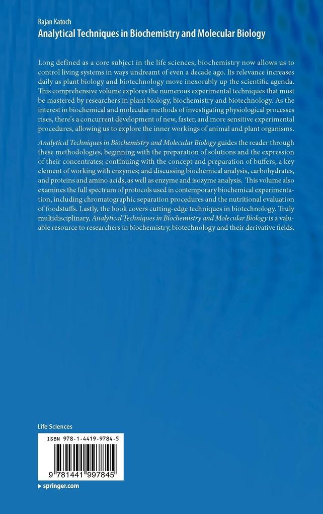 Weitere Ansicht: Analytical Techniques in Biochemistry and Molecular Biology | Rajan Katoch