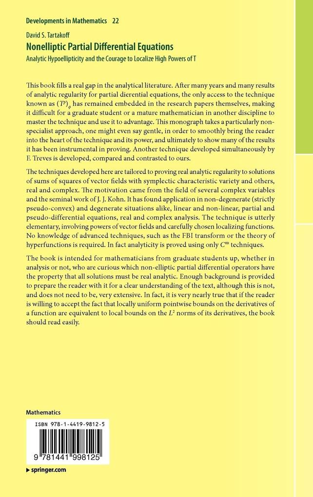 Weitere Ansicht: Nonelliptic Partial Differential Equations | David S. Tartakoff