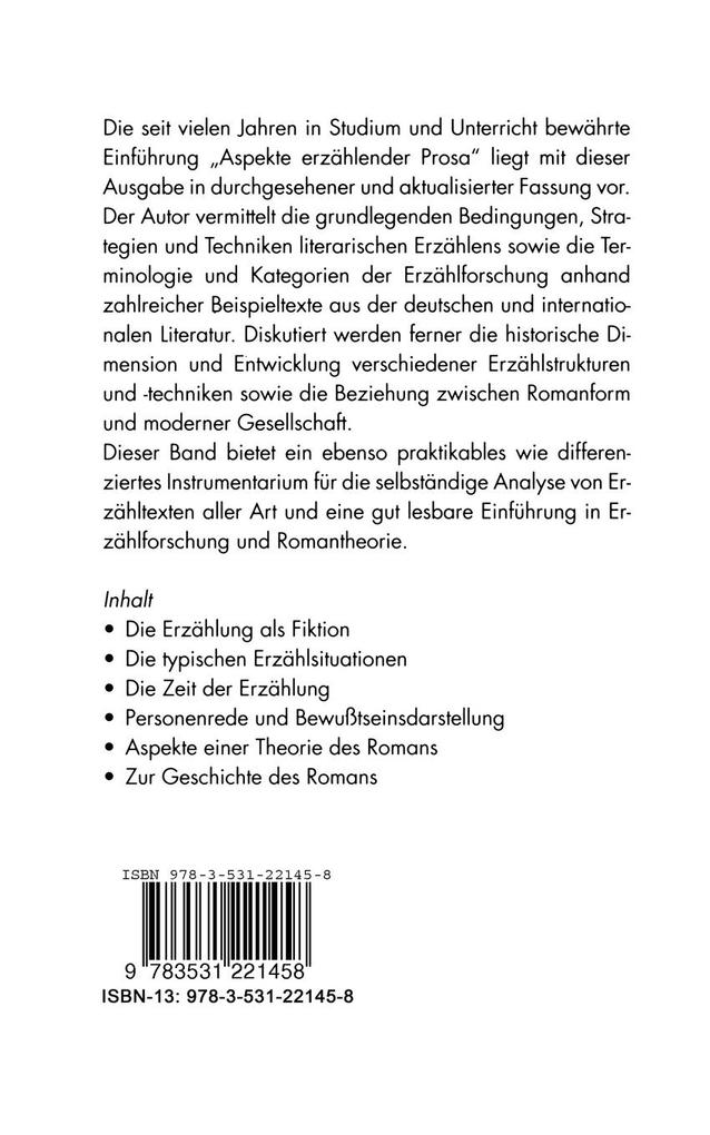 Weitere Ansicht: Aspekte erzählender Prosa | Jochen Vogt