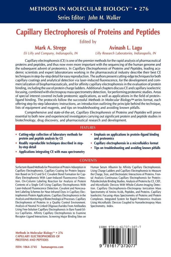 Weitere Ansicht: Capillary Electrophoresis of Proteins and Peptides