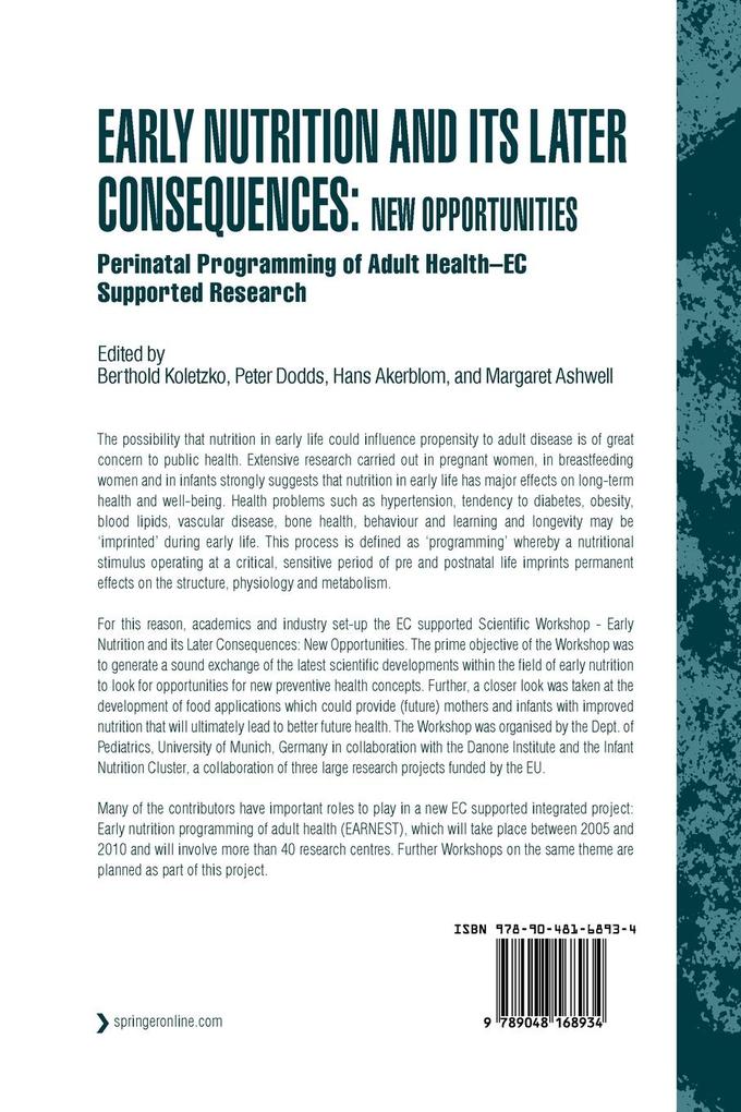 Weitere Ansicht: Early Nutrition and its Later Consequences: New Opportunities