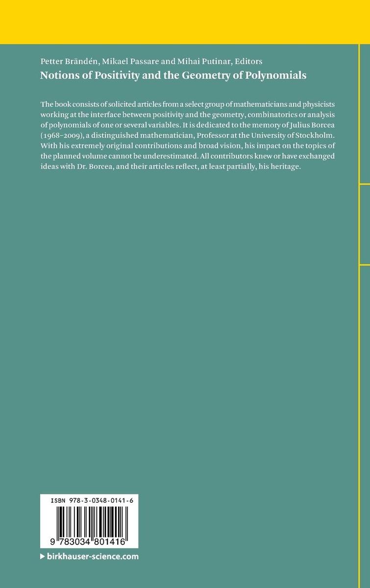 Weitere Ansicht: Notions of Positivity and the Geometry of Polynomials