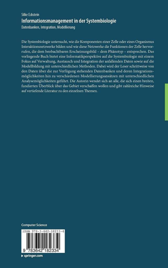 Weitere Ansicht: Informationsmanagement in der Systembiologie | Silke Eckstein