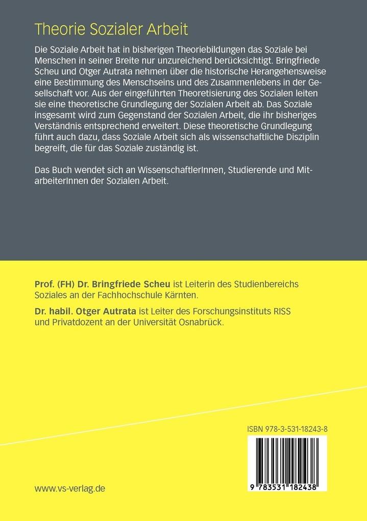 Weitere Ansicht: Theorie Sozialer Arbeit | Bringfriede Scheu, Otger Autrata